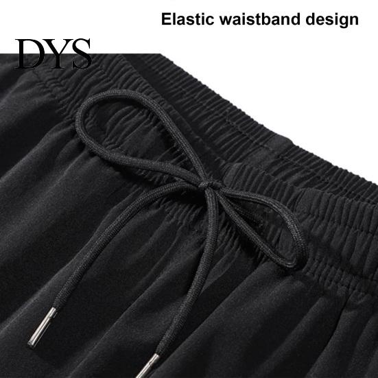 Secure Pocket Design Trousers Men Suit Pants Ice Silk Straight Thin Side Pockets Drawstring Elastic Solid Color Waist Quick Dry Gym Traning