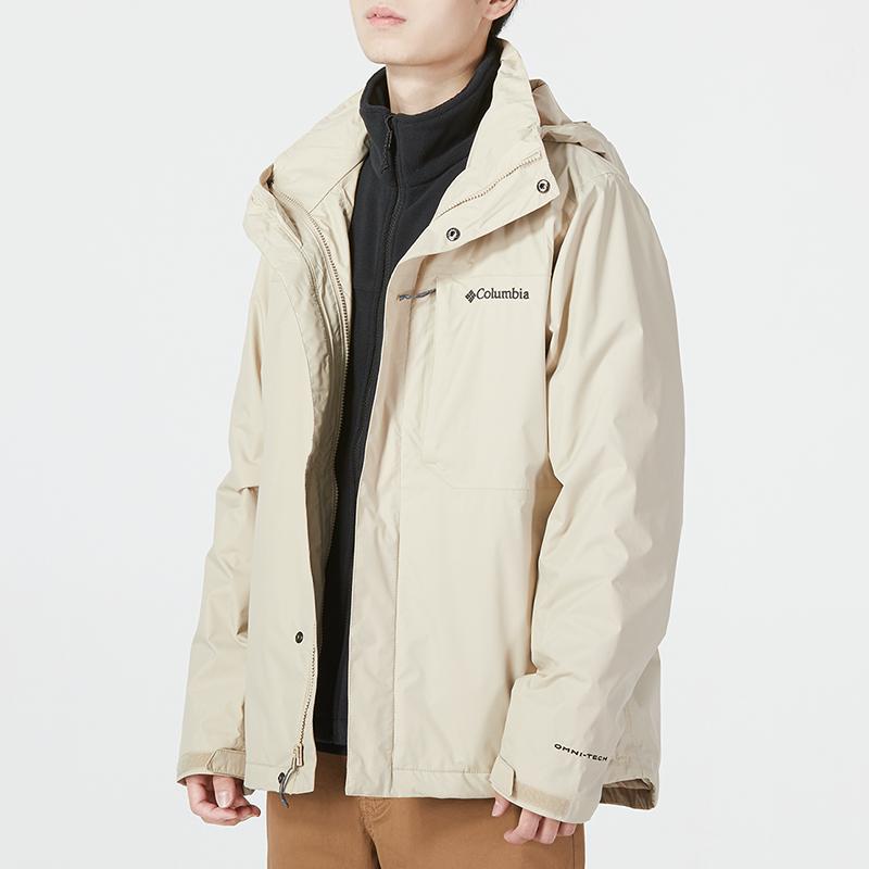 Columbia Outdoor Hiking Waterproof, Windproof, Abrasion Resistant, Thermal Windbreaker Jacket Men's Beige WE1322-271