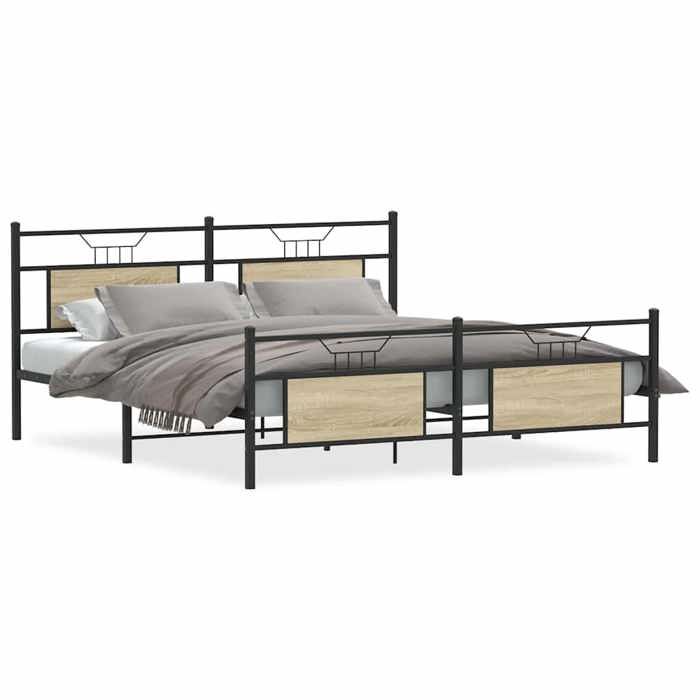 VidaXL Metal Bed Frames Without Mattress Sonoma Oak 160x200 Cm 3325097