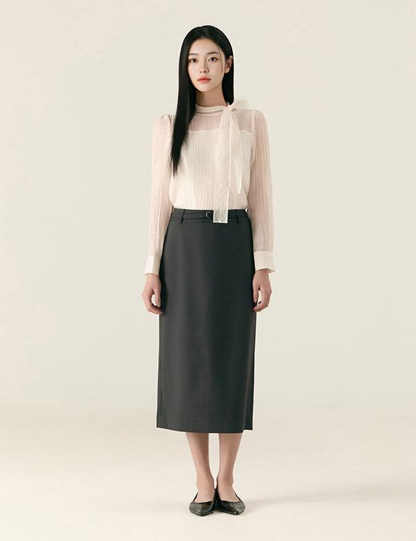 Roem Belted H-Line Long Skirt (Set) Rmwhg24R11