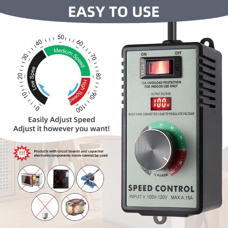 Variable Speed AC Motor Controllers 15A US Standard Accuracy Speed Control for Industrial Machinery & Home Appliances