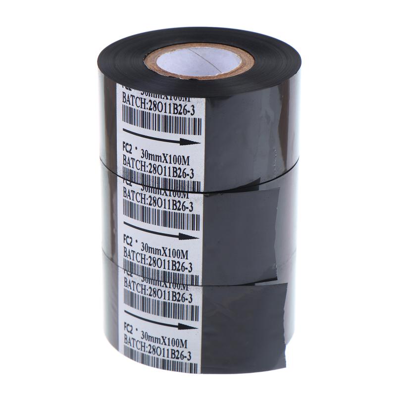 Fc2 30Mm*100M Black Thermal Printing Ribbon For Stamping Machine Printer Ink Heat Transfer Tape Production Date Printing