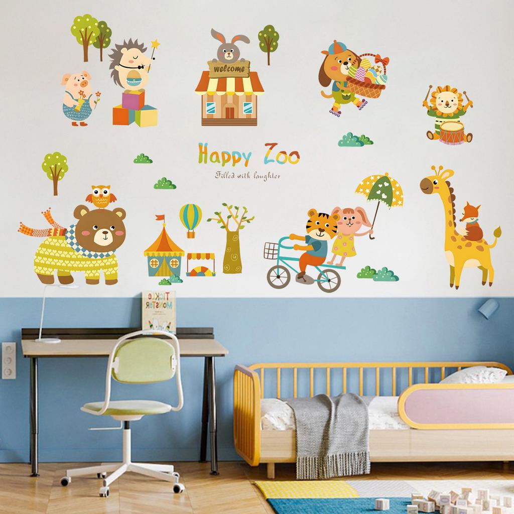 Kids Room Wall Stickers Cartoon Nursery Decoration Self Adhesive Removable Decor for Kindergarten Baby Bedroom Classroom