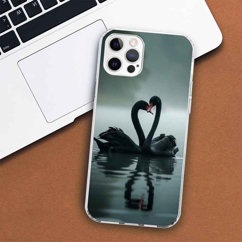 Black Swan Noble Phone Case For Apple iPhone 11 12 13 15 14 Pro 7 XR X XS Max 8 Plus + Mini SE Customized Print Soft Cover