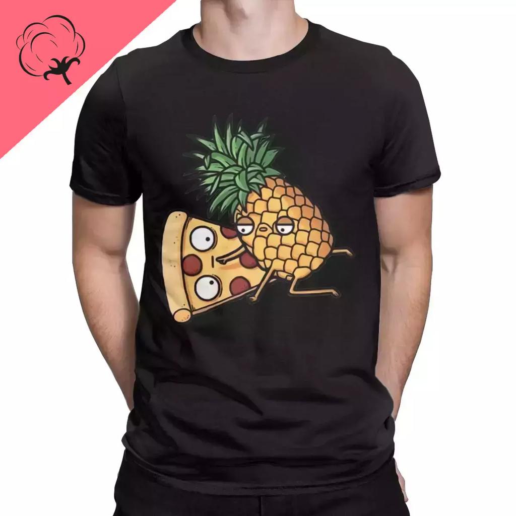 Novelty Short Sleeve Crew Neck T-shirt Boys Girls Pineapple Pizza T-shirt Hawaiian Pizza Is A Delicious Cotton T-shirt