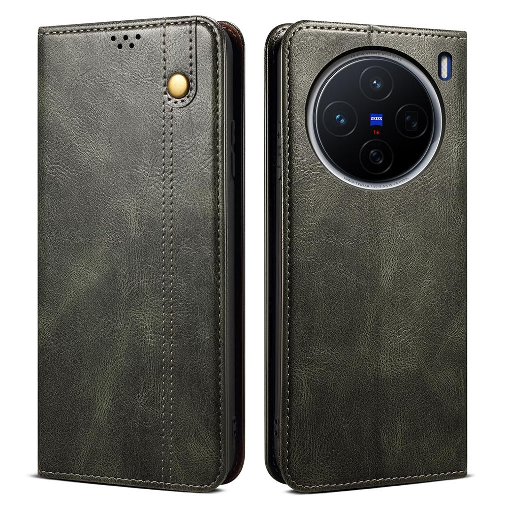 

For vivo X200s 5G Case Crazy Horse Texture Waxy Leather Wallet Stand Phone Cover C