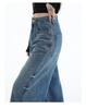 Women's American Retro Blue Wide-Leg Scissor-Cut Jeans - High-Waisted, Slimming, Loose, Floor-Length, Spring 2026 Collection