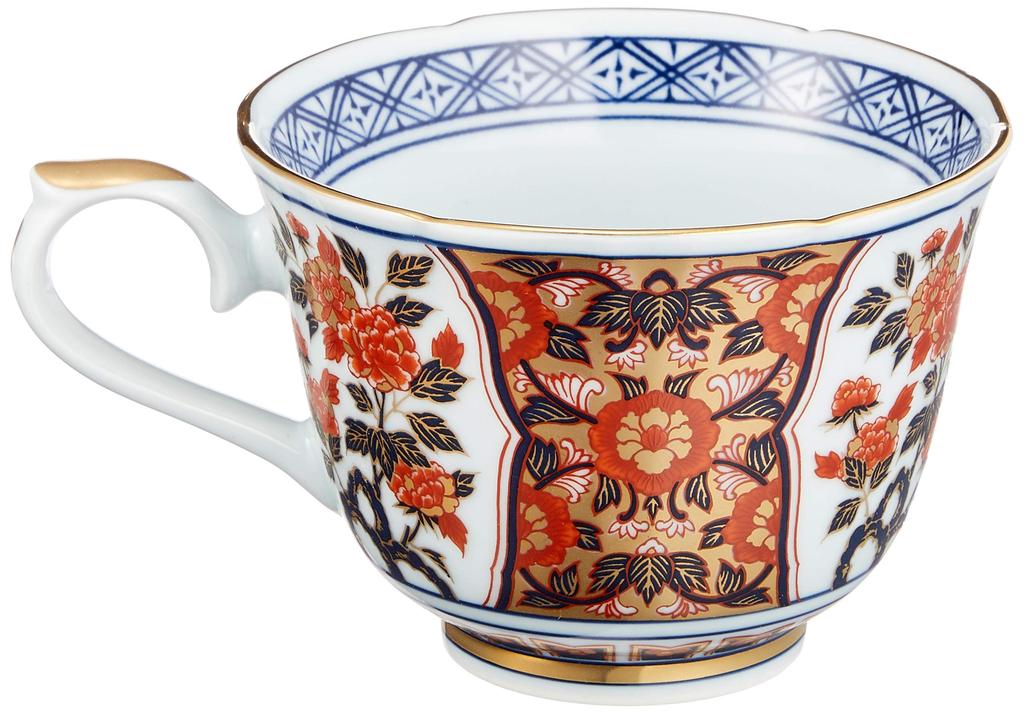 Stylish Coffee Cup: Arita Ware, Gorgeous Old Imari Flower Coffee Cup and Saucer, Porcelain, Size (cm) 12x9x6.5, No. 274155
