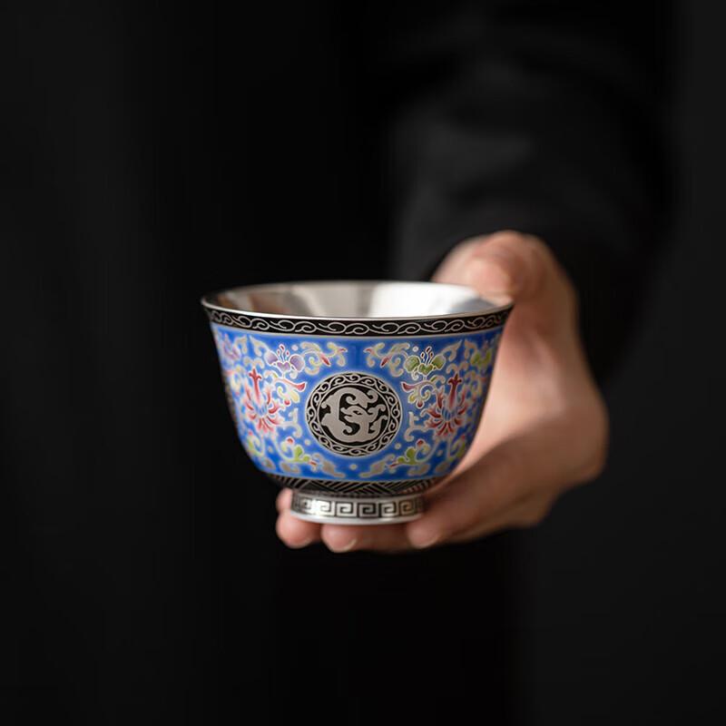 SUSHI CERAMICS Gilt Silver Enamel Master Tea Cup