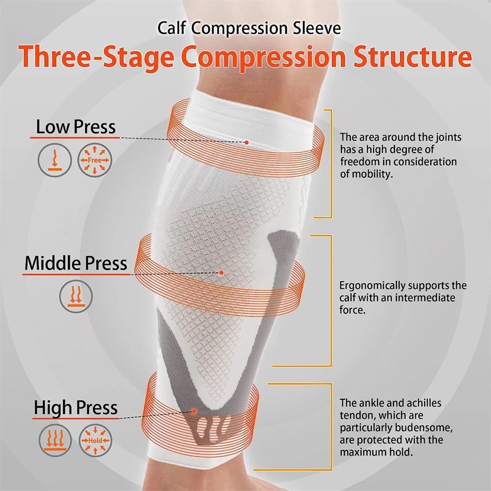 1 Pair Calf Compression Sleeves Footless Socks, Shin Splints, Varicose Vein Treatment For Legs & Pain Relief, Calf Brace Splints