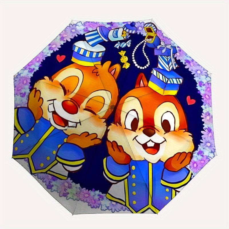 

1pc Chip and Dale Automatic Umbrella , Compact Folding Design - Heavy-Duty 8-Rib, Lightweight Portable Umbrella for Women/Men yy250801022