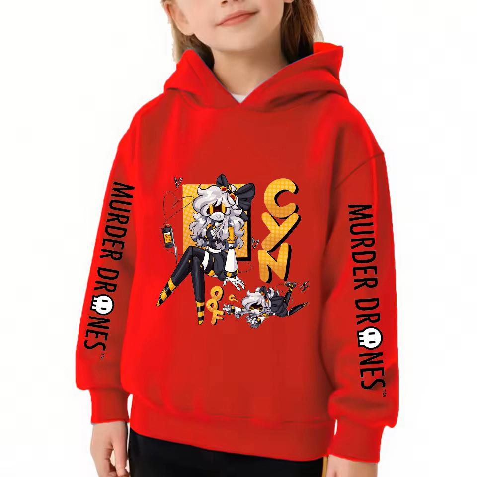 Murder Drones Kids Hoodie CYN Cartoon Printed Hooded Sweatshirt Coat Boys Autumn Casual Tops Pullover Baby Girl Winter Clothes