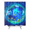 Underwater Dolphin Shower Curtain Marine Life World Travel Sea Diving Ocean Print Bathroom Decor Set with 12 Hooks Waterproof