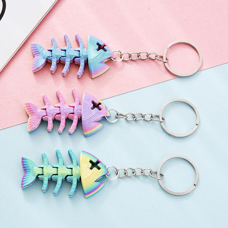 Creative Realistic 3D Printed Gradient Color Shark Keychain Pendant Lightweight Backpack Decoration Accessories Kids Toys Gifts