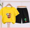 Children's Set - Disney Print Summer Boys' and Girls' Sports T-Shirts, Casual Short-Sleeved Shorts Set, 2-piece, for Ages 2-13
