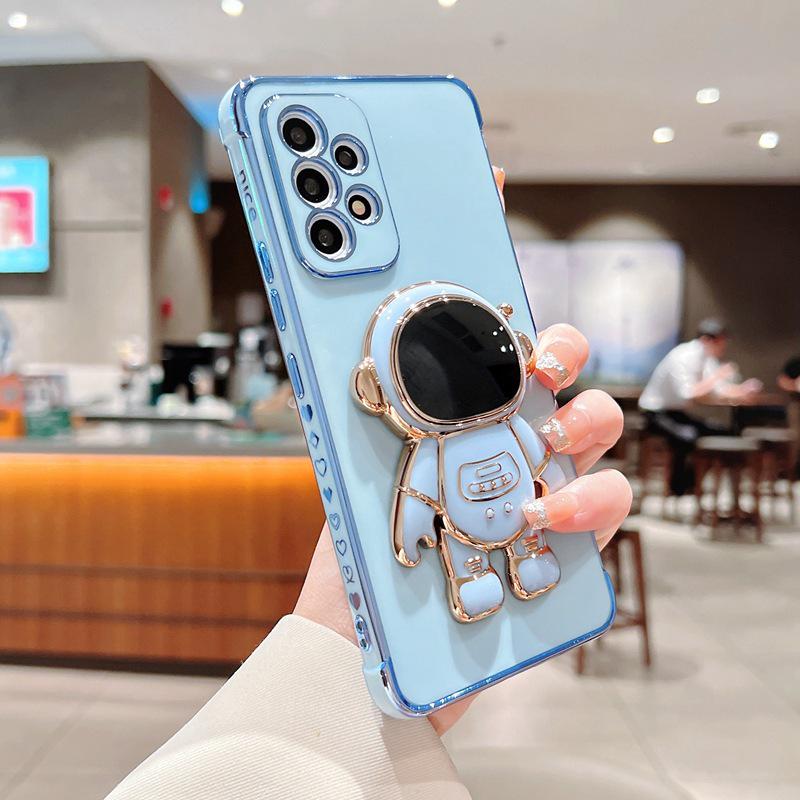 Electroplated Heart Samsung S26U Case with Anti-Drop Astronaut Bracket - Full Coverage, Soft, 15Pro Model.