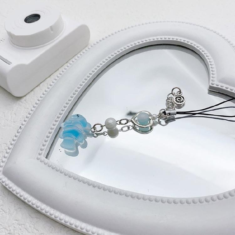 Small Fish Bead Pendant Phone Charm Hangings Rope Sweet Phone Chain Strap Bag Decoration Lanyard Keychain Accessory