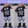 Adorabile Set T-shirt in Cotone a Strisce e Pantaloni Lunghi per Bambino/Bambina di Halloween