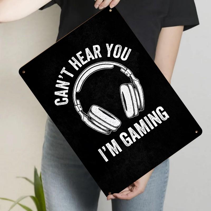 

Gaming Headphones Metal Wall Art Decorative Iron Painting for Gamers Room Decoration Gift 20x30cm（7.8x11.8inch）