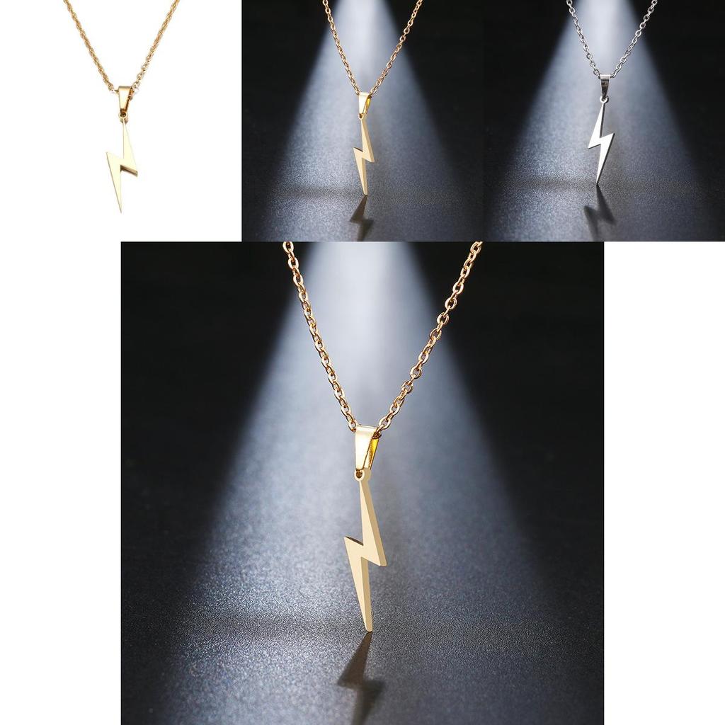 Modern Stainless Steel Lightning Pendant Chain Jewelry For Men And Women With Durable Electroplate Finish