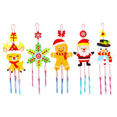 6Pcs DIY Christmas Decoration Handicraft Craft Toys for Kids Cartoon Handmade 3D Wind Chimes Windbell Hangings Stickers Gifts