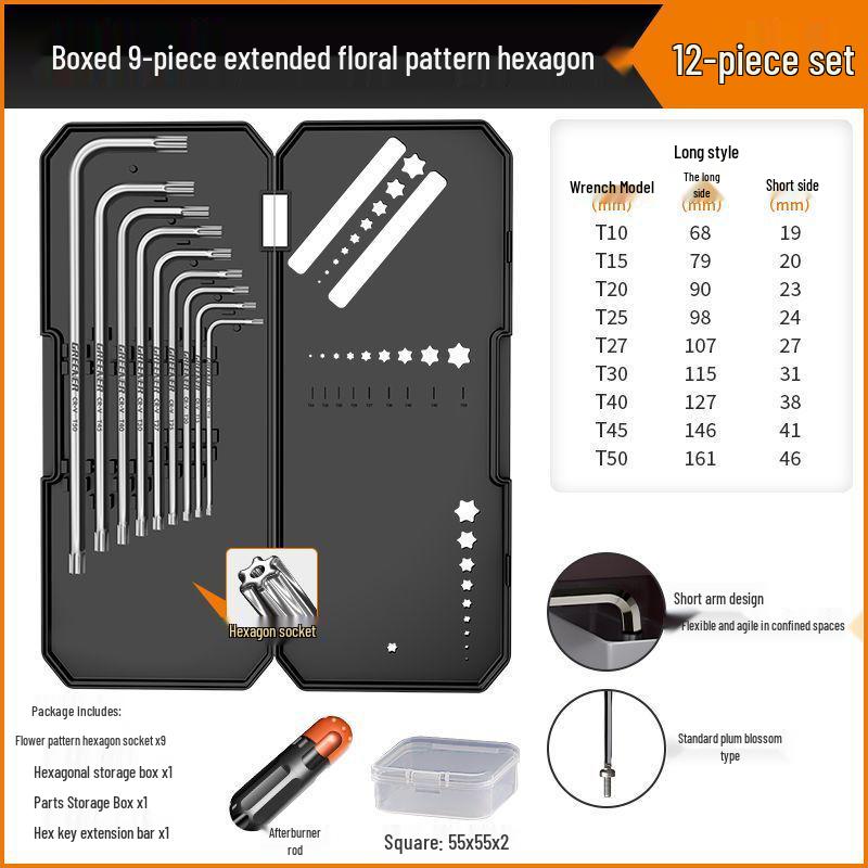 Universal Hex Wrench Set - 6-Point Screwdriver & Extendable Hex Tool