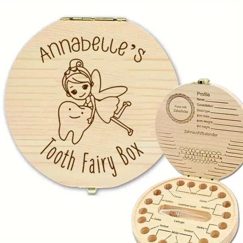 1PCS Free Customization Wooden Tooth Storage Box Baby Tooth Wood Storage Box Organizer Teeth Kids Christening Case Birthday Gift