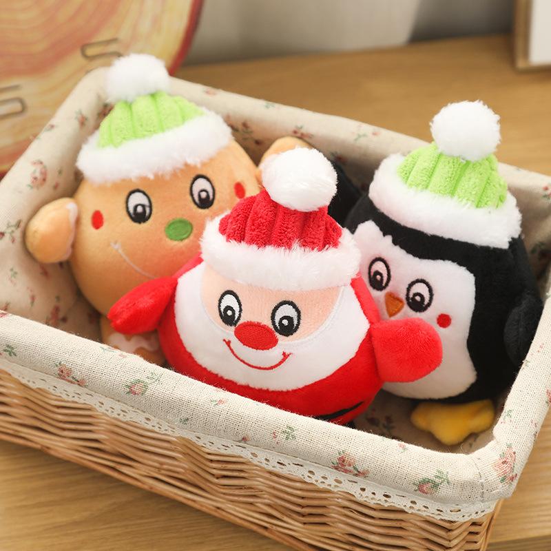 Christmas Dog Toys Cartoon Cat Interactive Bite Resistant PP Called Doll Santa Claus Penguin Pet Plush Voice Grinding Doll Toys