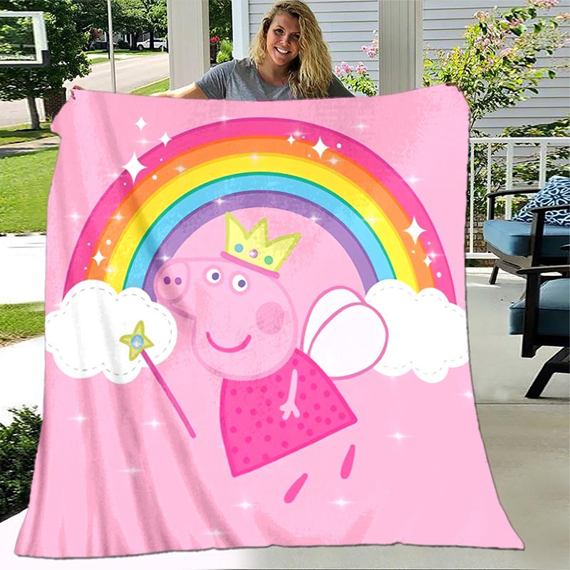 1pc Blanket Peppa Pig2 Print Design, Lightweight Blanket for Sofa, Bed- Soft &Warm, Gift for All Seasons like Christmas, Halloween