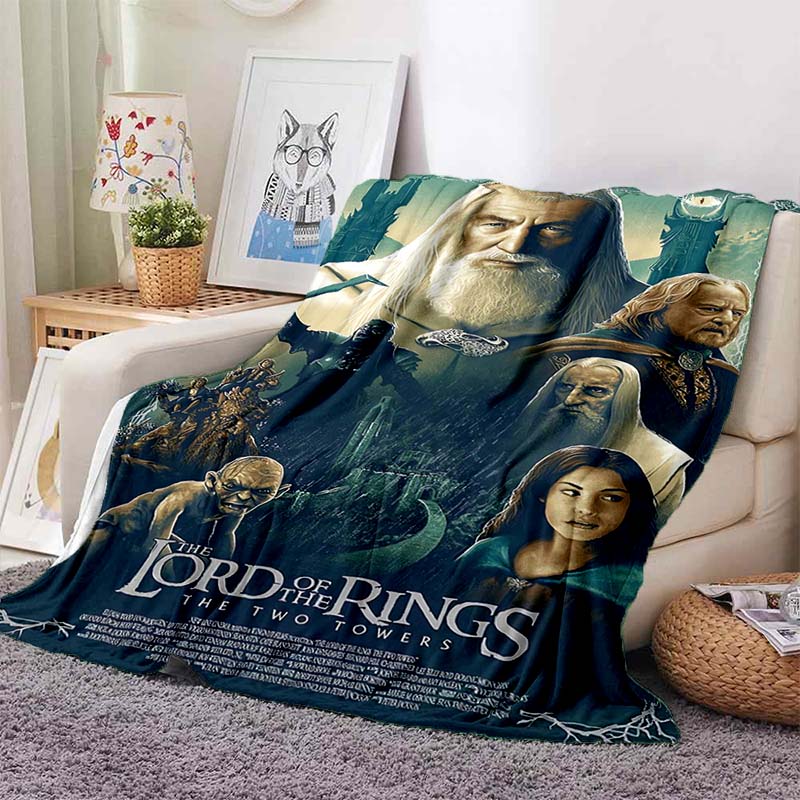L-Lord of the Rings Movie Print Flannel Blanket Soft Warm Throw For Sofa Bedroom Home Decor Fantasy Film Fan Birthday Present