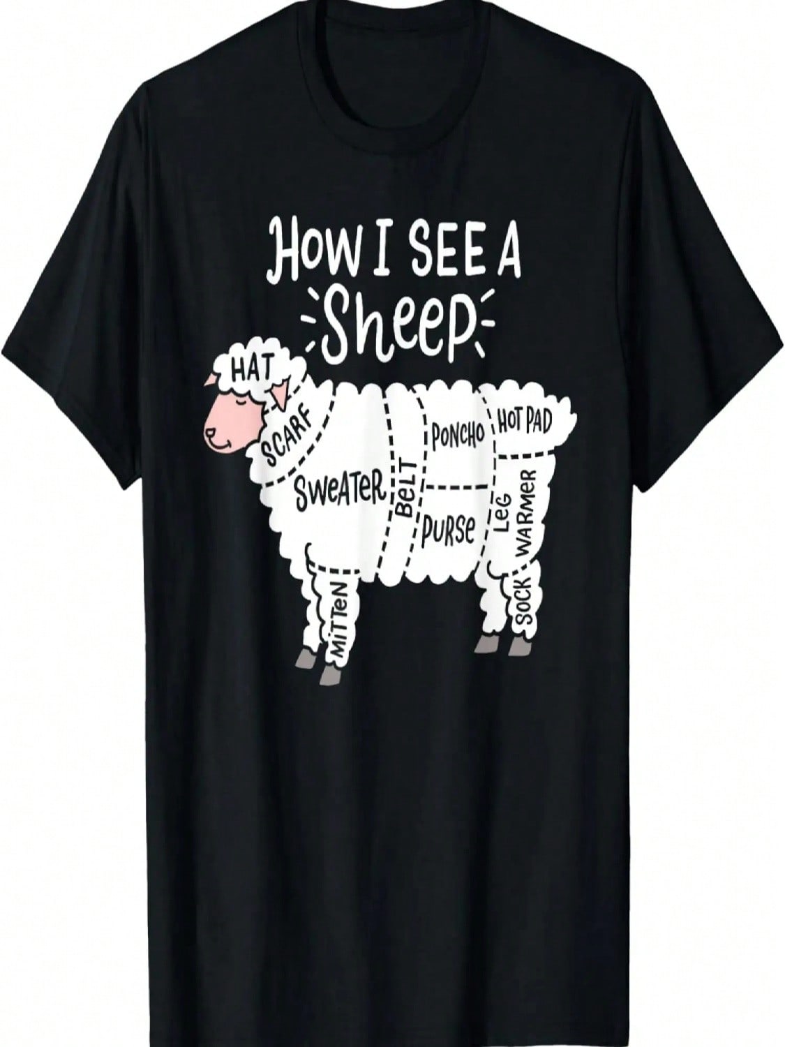 How I See A Sheep Cute Yarn Wool Sheep Knitter Knitting T-Shirt S разноцветный