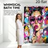 Pop Art Graffiti Woman Portrait Polyester Shower Curtain for Bathroom Wall Decor Tropical Vibrant Modern Home Liners