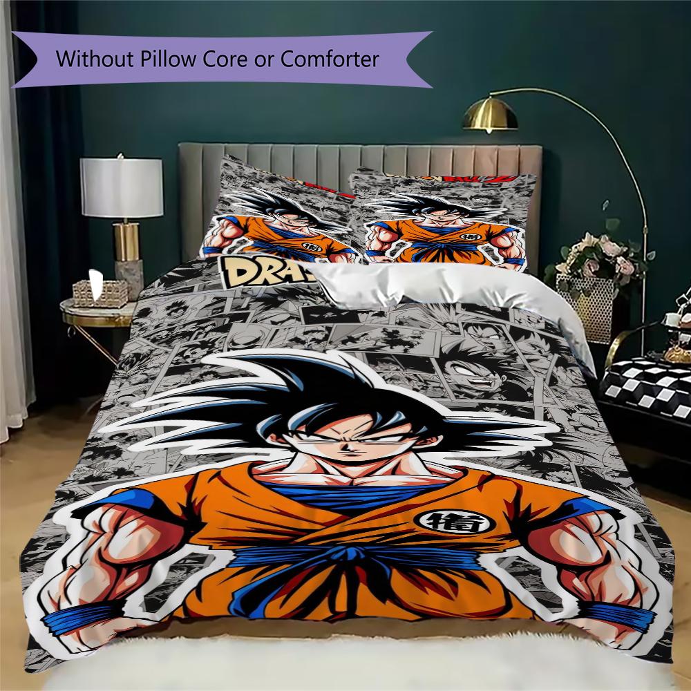 Goku Dragon Ball Threepiece Set 1 Duvet Cover 2 Pillowcase Without Core Without Core Bedding Set Soft And Comfortable