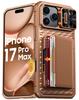 Protective Wallet Case with Card Holder, Kickstand and Camera Cover for iPhone 17 Pro Max-Orange