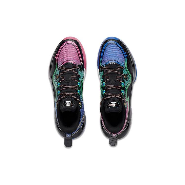 Li Ning Yushuai Evolution Low Textil, TPU Abriebfest Atmungsaktiv Niedrig geschnitten Basketballschuhe Herren Schwarz Rosa Blau ABAS161-4
