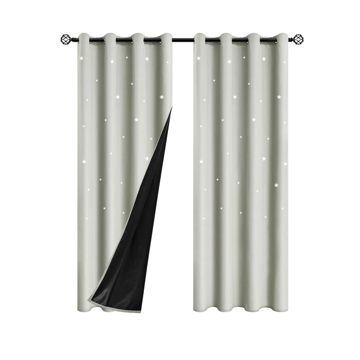 

1 шт. эксклюзивные ажурные шторы со звездным небом, идеально подходят для любой комнаты 132X274CM 1PC&Grommet Top бежевый