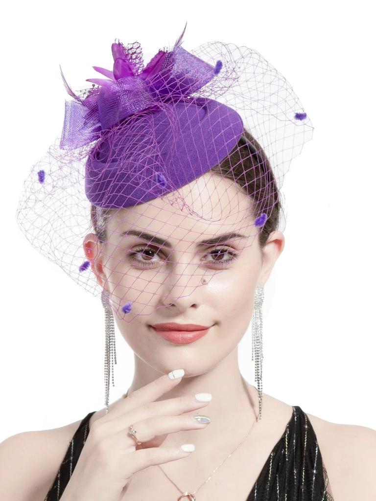 Vintage Netz Kopfbedeckung kleiner Hut Kopfschmuck Braut Haar Hochzeitsaccessoires Feder Kopf Abendvorstellung Party Bühne Schleier