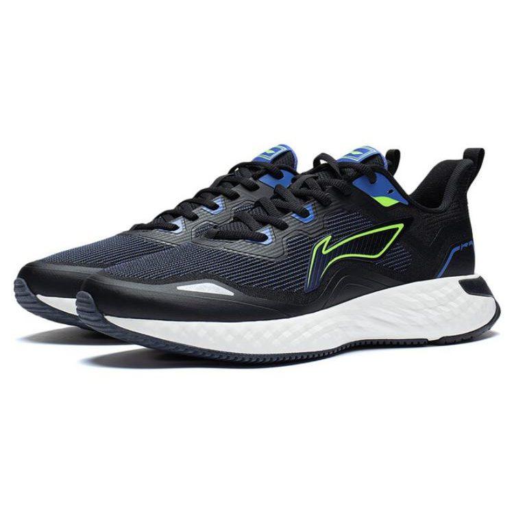 Li Ning Chasing clouds TPU Abrasion Resistant Breathable Low top Casual Running Shoes Men's Black Blue ARST011-3