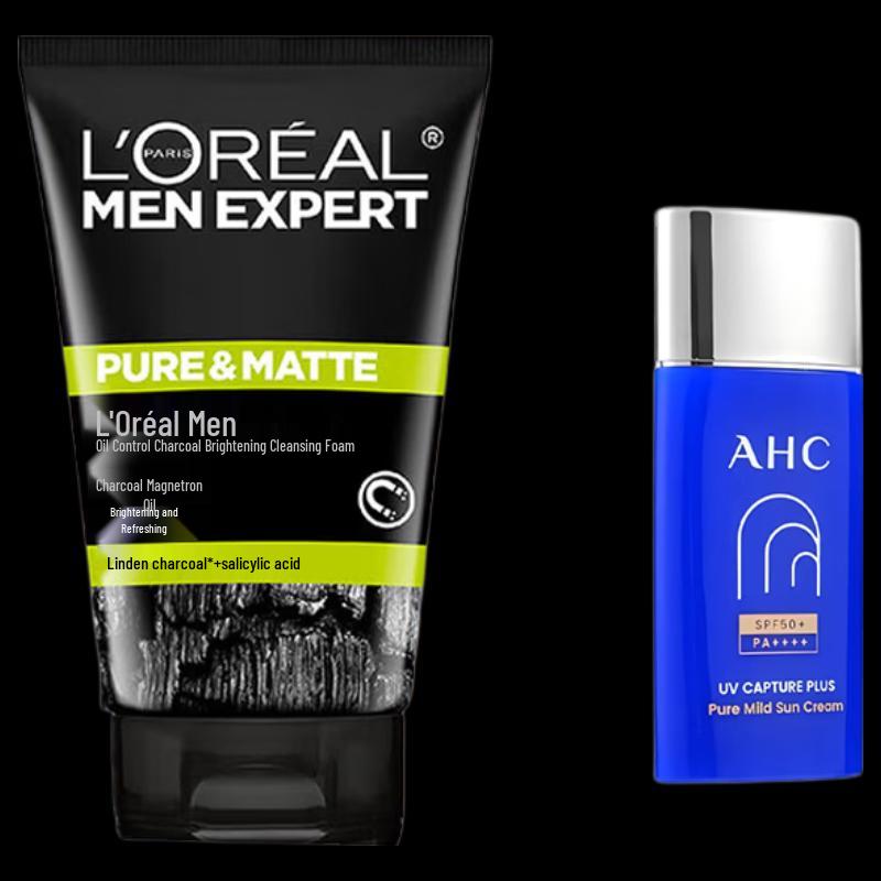 L'Oreal Men Expert Charcoal Cleanser & Sunscreen Skincare Set