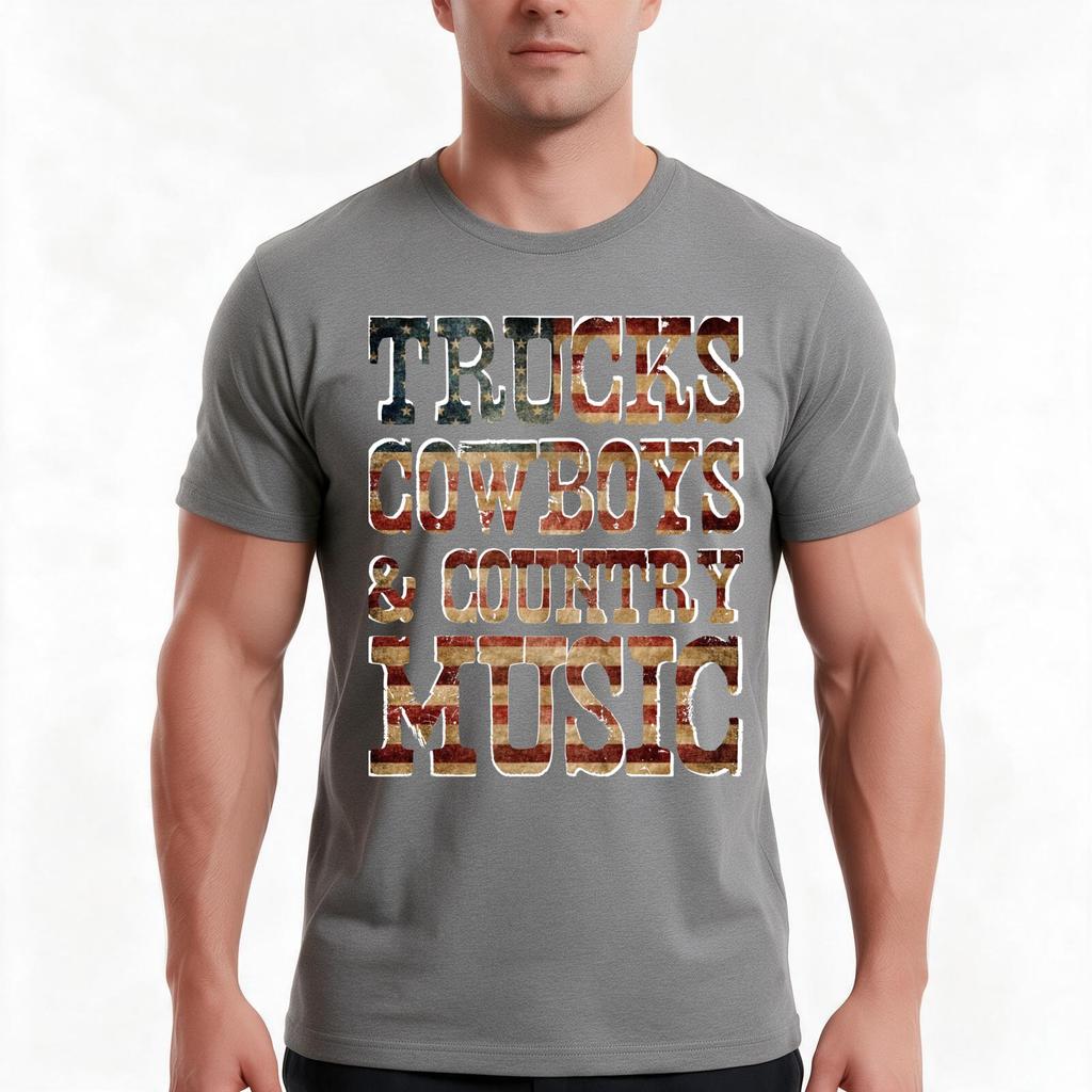 Trucks Cowboys Country Music Tshirt Summer Casual Cotton Tee Oversized Streetwear Tops Vintage Graphic Print 100 Cotton