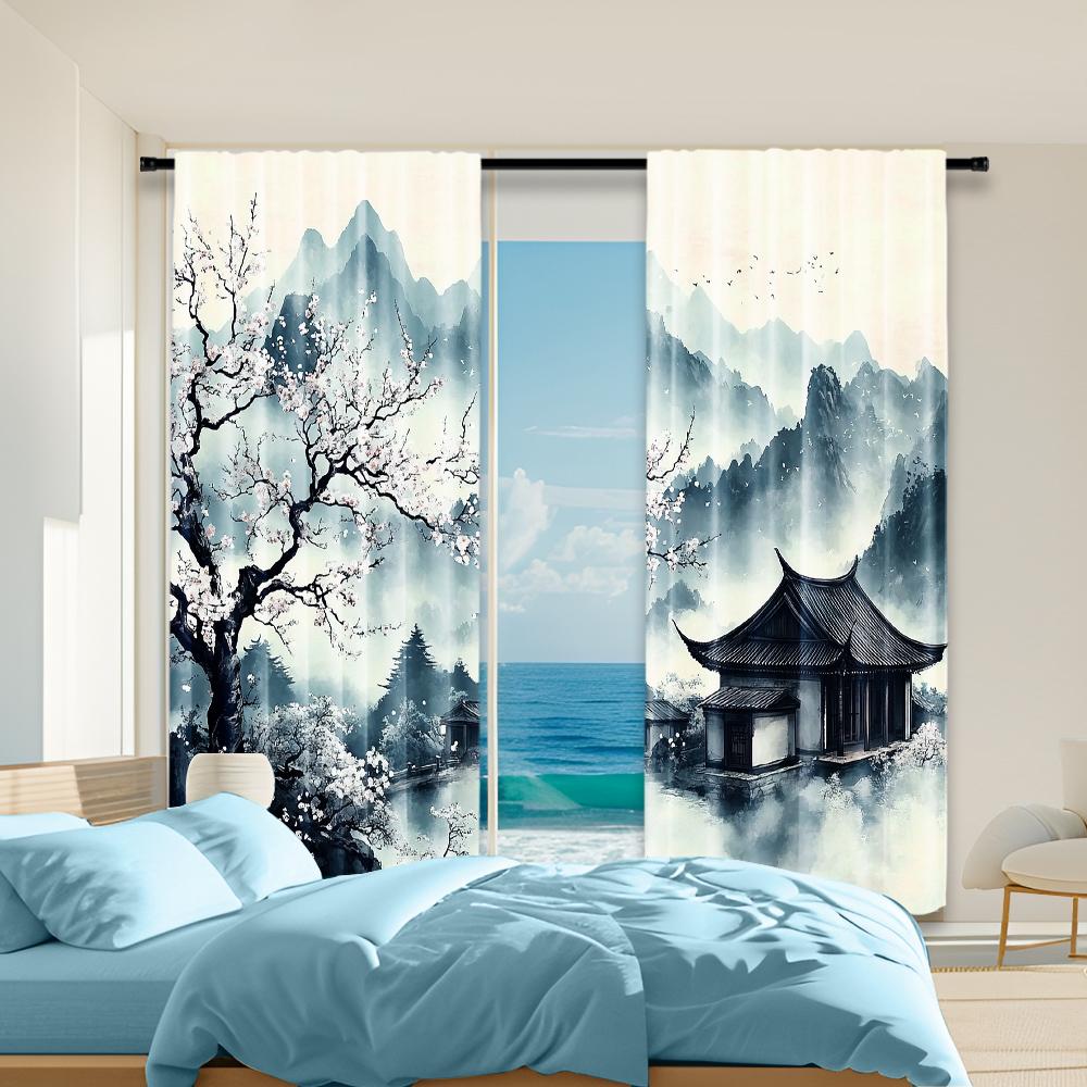 

2 pcs, versatile polyester transparent curtains for home decoration Japanese-Inspired for use in bedrooms and living rooms 29x65in(75x166cm)