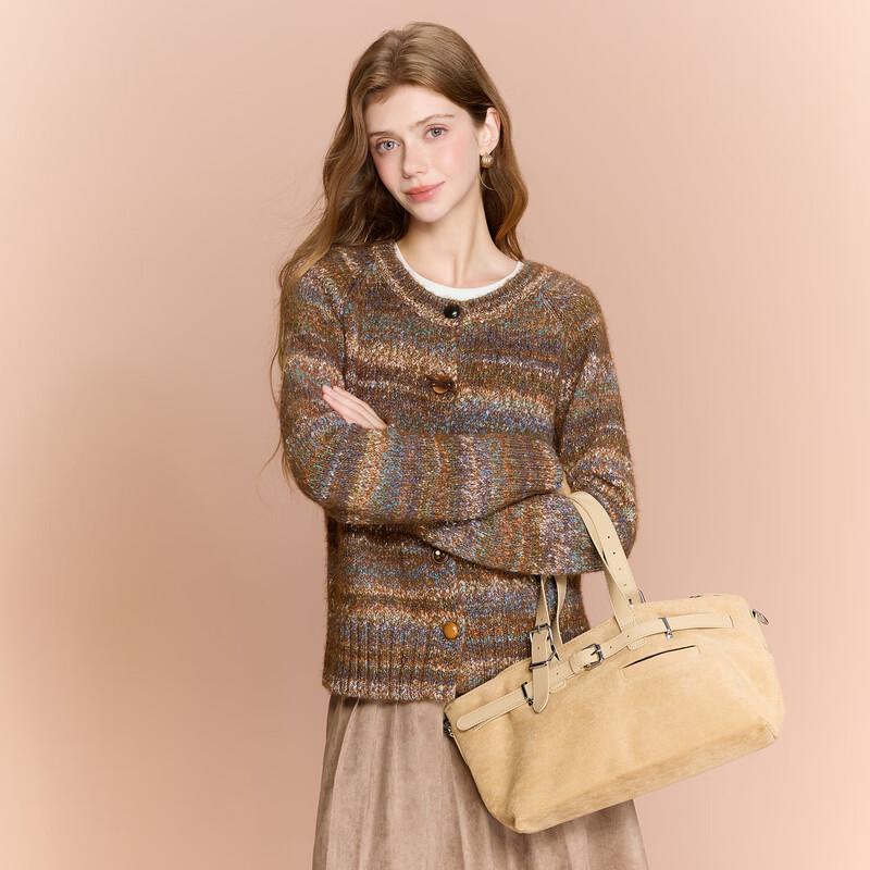 Sancai 2026 Winter Striped Knit Cardigan