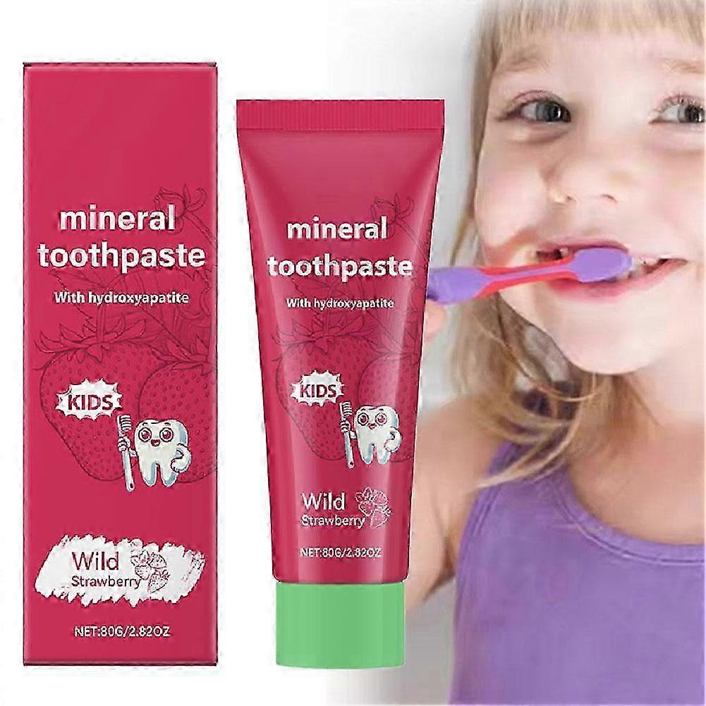 For Kids Strawberry Probiotic Hydroxyapatite Toothpaste 80g Fluoride Free Safe Swallowable Enamel Repair Cavity Protection