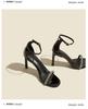 Damen Schwarze Strass Stiletto Sandalen - Frühling/Sommer 2025 Mode