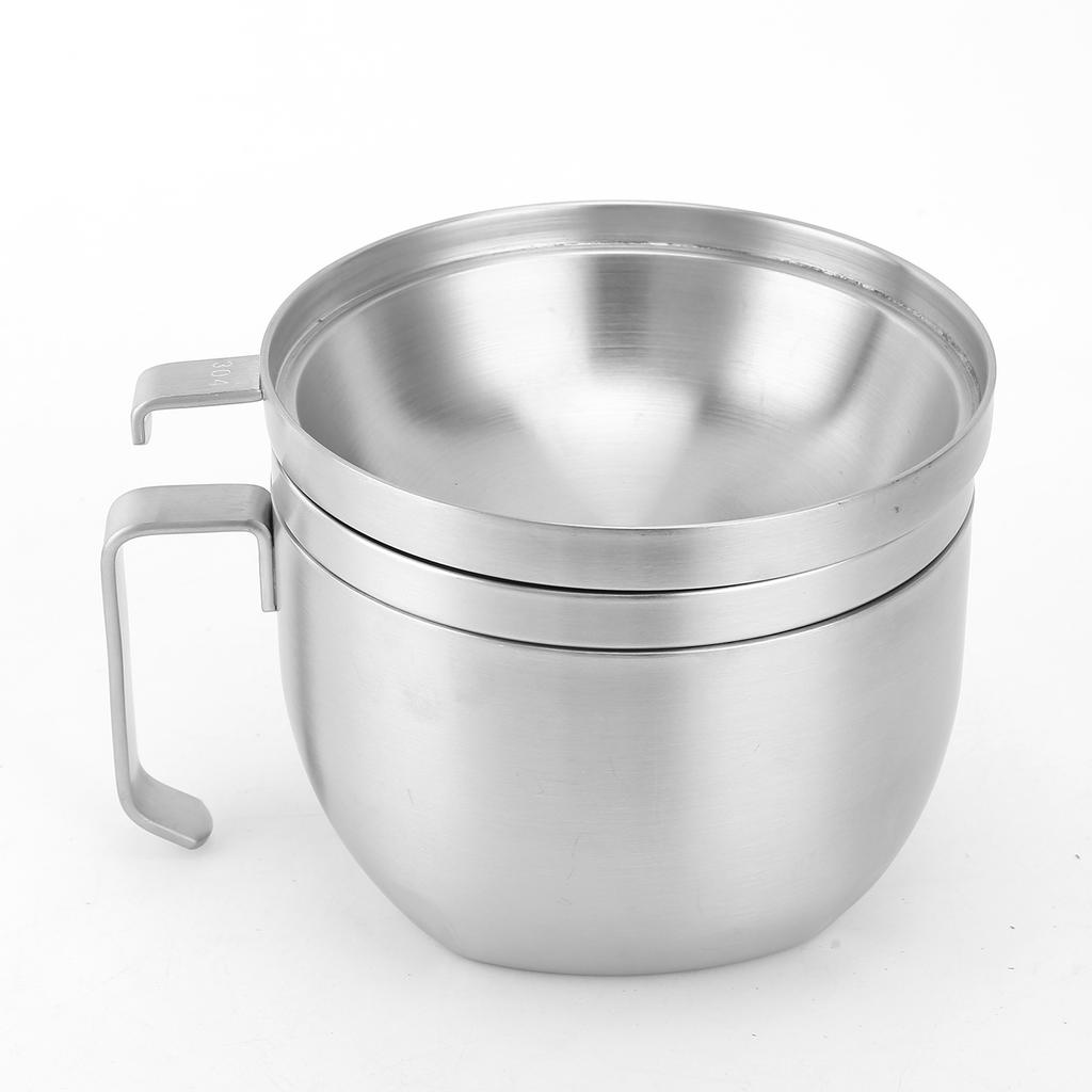 Noodle Bowl Double Layer Stainless Steel Household Soup Bowl Tableware with Cover for Home