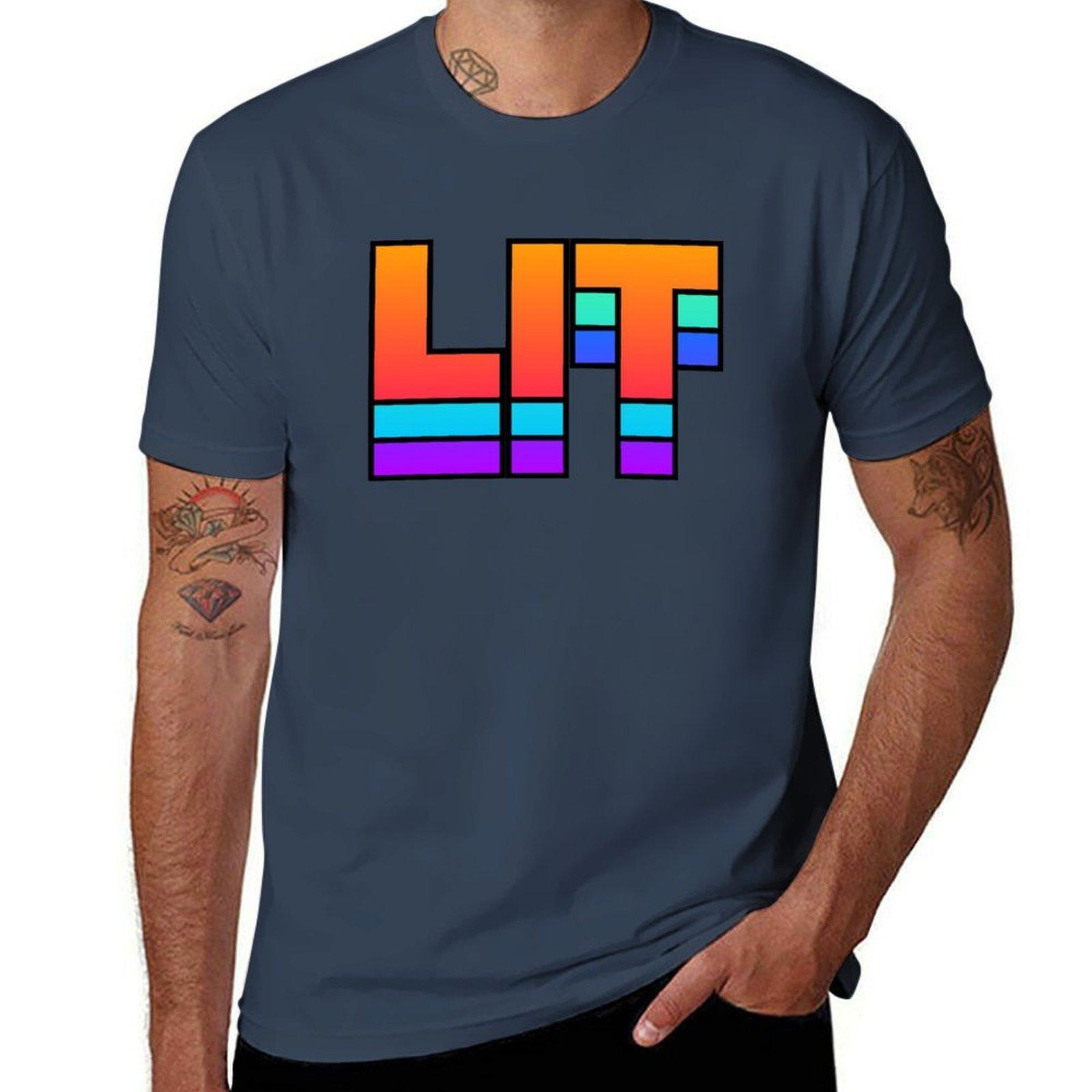 LIT EDM Rave Design TShirt Casual Loose Fit Short Sleeve TShirt S