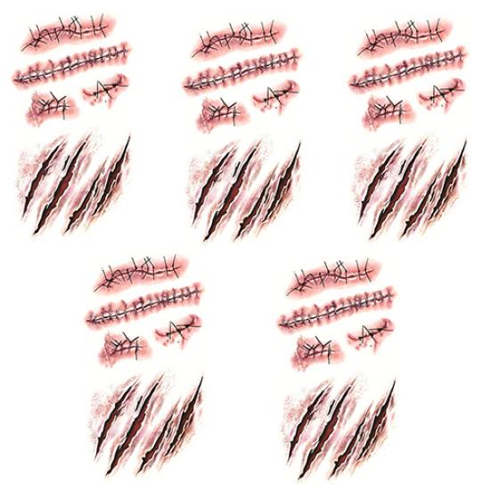 

5шт Хэллоуин специальный костюм макияж зомби шрамы татуировки с поддельной паршей крови