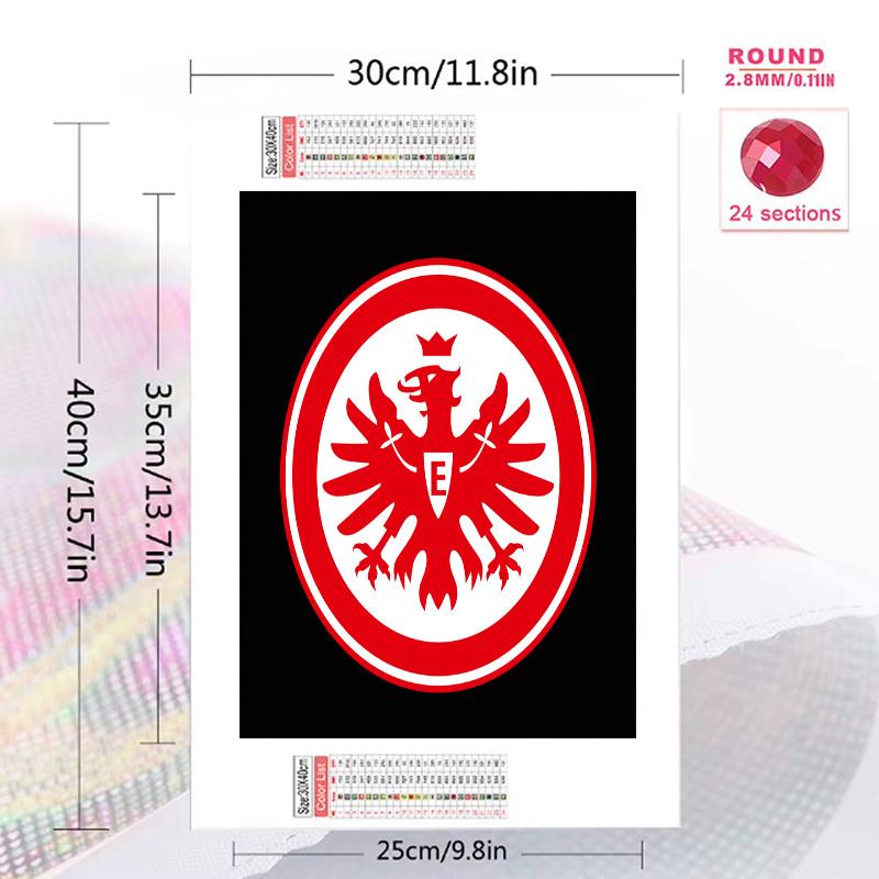 Eintracht Frankfurt logo Pattern 3pcs 100% Round Full Drill 5D DIY Diamond Painting Embroidery Cross Stitch Rhinestone Décor