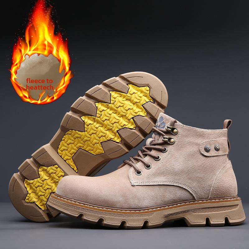 

Мужские зимние ботинки Martin из натуральной кожи 2024 года — британский круглый носок, корейский стиль, для отдыха на природе и снега. 38