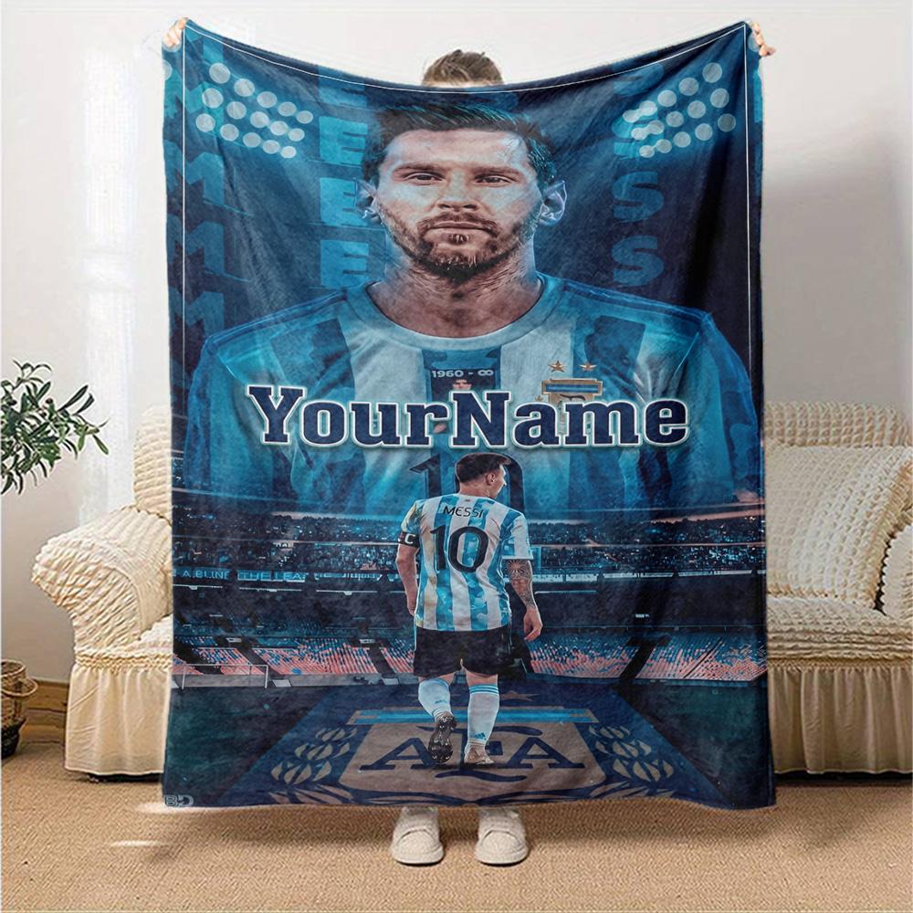 Messi Customize Your Name Blanket Throw Customizable Blanket Comfortable Perfect for Couch Office Chair Chair Livingroom Four Seasons Multipurpose